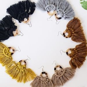 Macrame tassle hoop earrings!